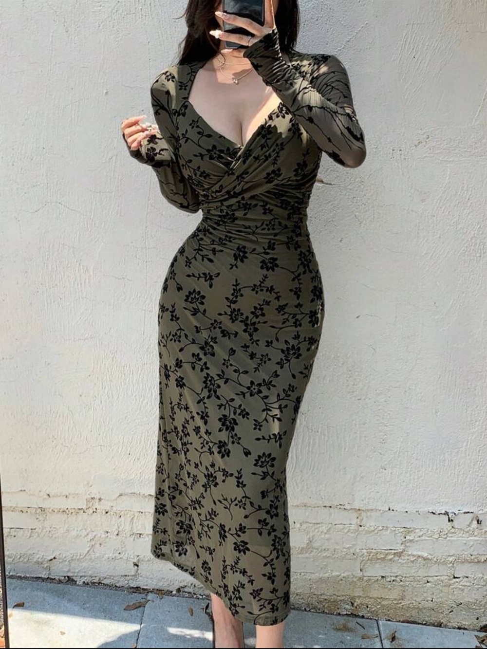 Floral maxi fitted dress